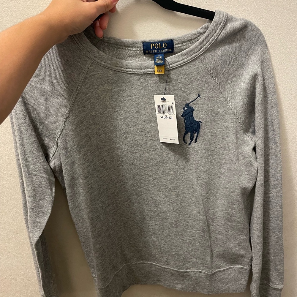 Ralph Lauren Gray Sweatshirt with Blue Logo